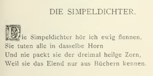 Erstausgabe: Buch der Zeit. Lieder eines Modernen. 2., verm. Aufl. 1892. (In der 1. Aufl. von 1886 fehlt der Text)