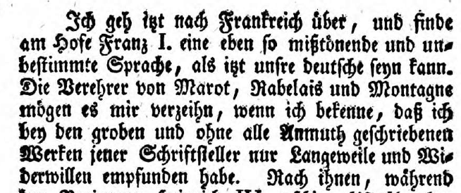 Seine Majestät verkannten nicht nur die deutsche Literatur. Rabelais und Marot hielt er für mißtönend und langweilig