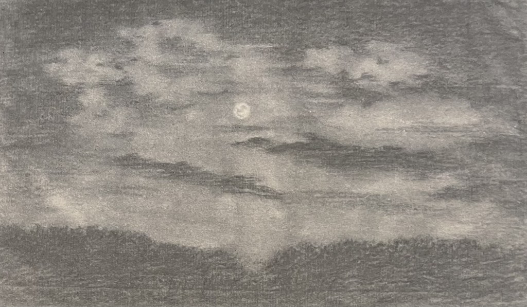 Mond in Wolken. Zeichnung von Goethe